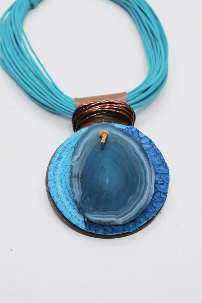 Colar Artesanal Com Pedra Ágata Yacamim #537