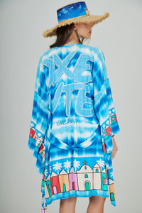 Kimono Curto Azul Estampado Coleção Bahêa Yacamim R6