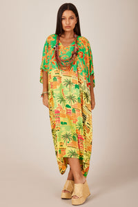 Kaftan Longo Patchwork Verde Claro Yacamim J3