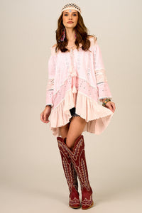 Bata Ampla Broderie Ciganinha Rosa Claro Yacamim B10