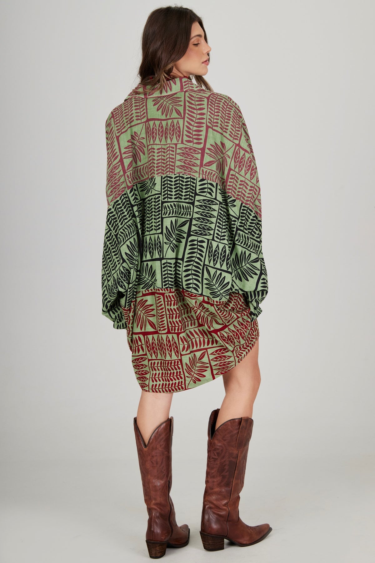 Bata Ampla Verde Patchwork Yacamim B11