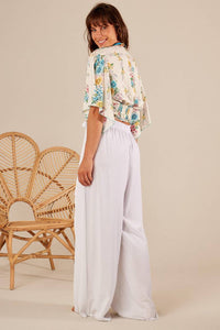 Calça Pantalona Com Sobreposto Na Frente Branco Yacamim A5