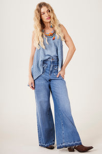 Calça Pantalona Azul Jeans Yacamim H3/4