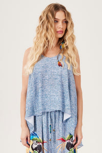 Regata Alongada Costas Azul Estampada Yacamim A10