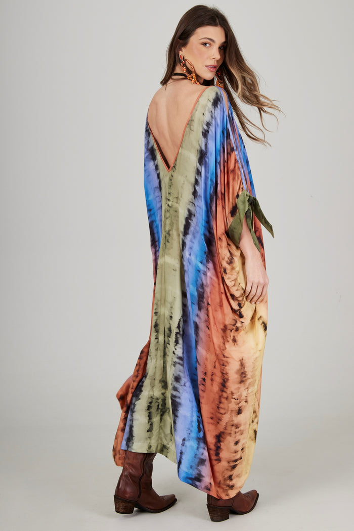 Kaftan Longo Tie Dye Colorido Digital Yacamim J9