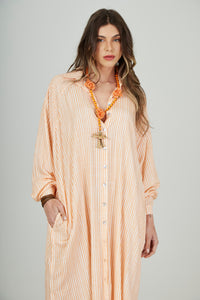 Chemise Longa Ampla Laranja Listrado Yacamim L4