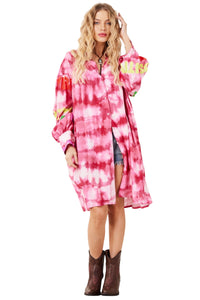 Chemise Ampla Estampa Love Rosa Tie Dye Yacamim L4