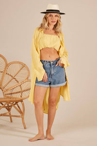 Chemise Amplo Com Estampa Exclusiva Nas Costas Amarelo Yacamim M4