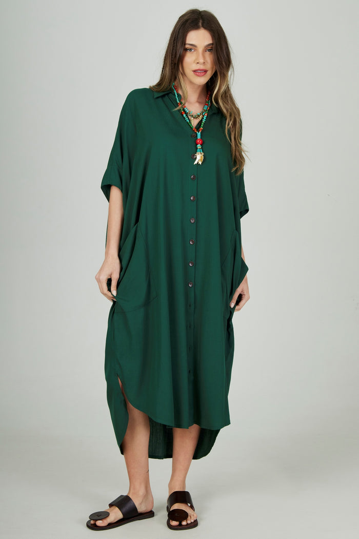 Chemise Midi Verde Escuro Yacamim L1
