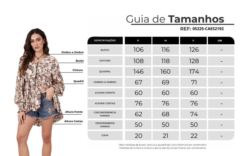 Bata Ampla Com Babados Off White Estampa Cashmere Yacamim B10