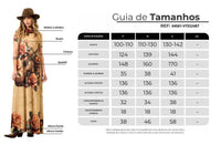 Vestido Longo De Mangas Curtas Marrom Claro Estampa De Violão Yacamim E15