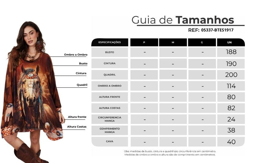 Bata Ampla Estampa Cavalo Com Pedrinhas Marrom Yacamim B22