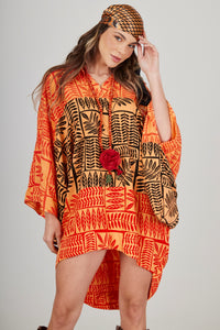 Bata Ampla Laranja Patchwork Yacamim B4