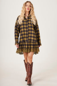 Camisa Alongada Verde Musgo Xadrez Yacamim K8