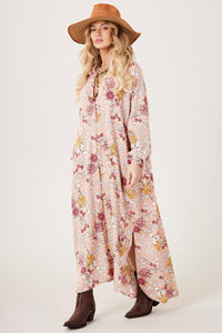 Chemise Longo Amplo Rosé Estampado Yacamim P8