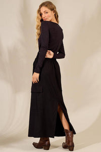 Saia Midi De Linho Com Fendas Preta Yacamim G1