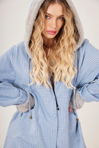 Casaco Com Capuz Azul Claro Xadrez Yacamim K7