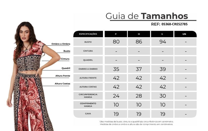 Blusa Cropped Estampa Cashmere Yacamim A27