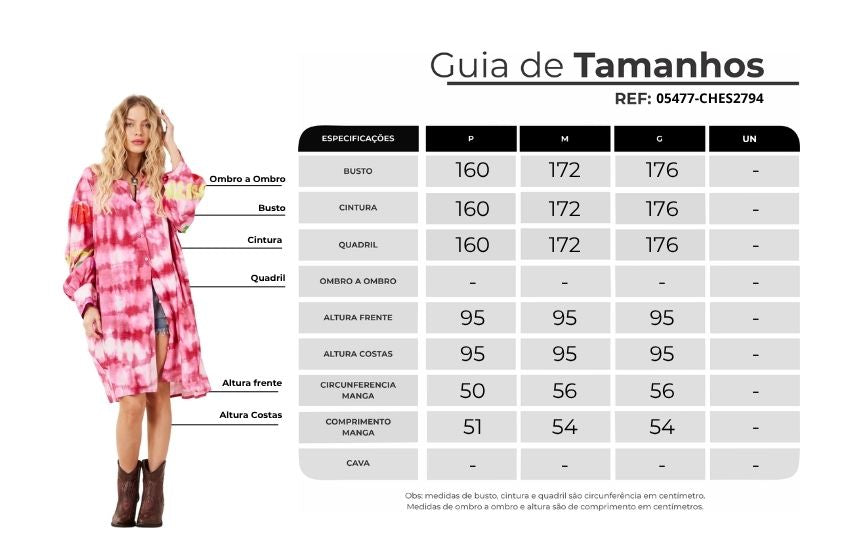 Chemise Ampla Estampa Love Rosa Tie Dye Yacamim L4