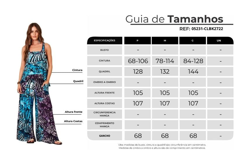 Calça Pantalona Azul Estampa Digital De Batik Yacamim A37