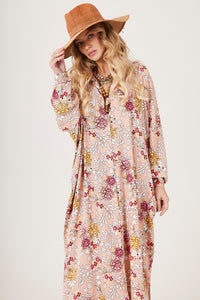 Chemise Longo Amplo Rosé Estampado Yacamim P8