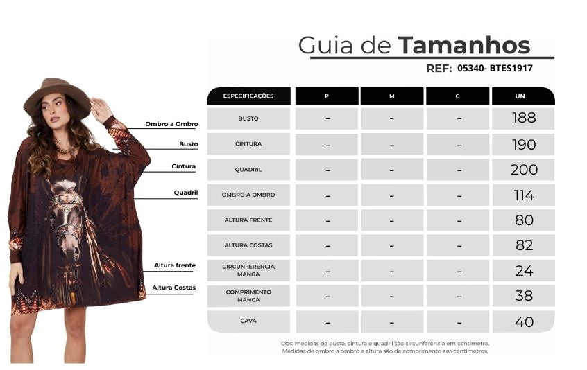 Bata Ampla Marrom Estampa De Cavalo Com Pedrinhas Yacamim S9