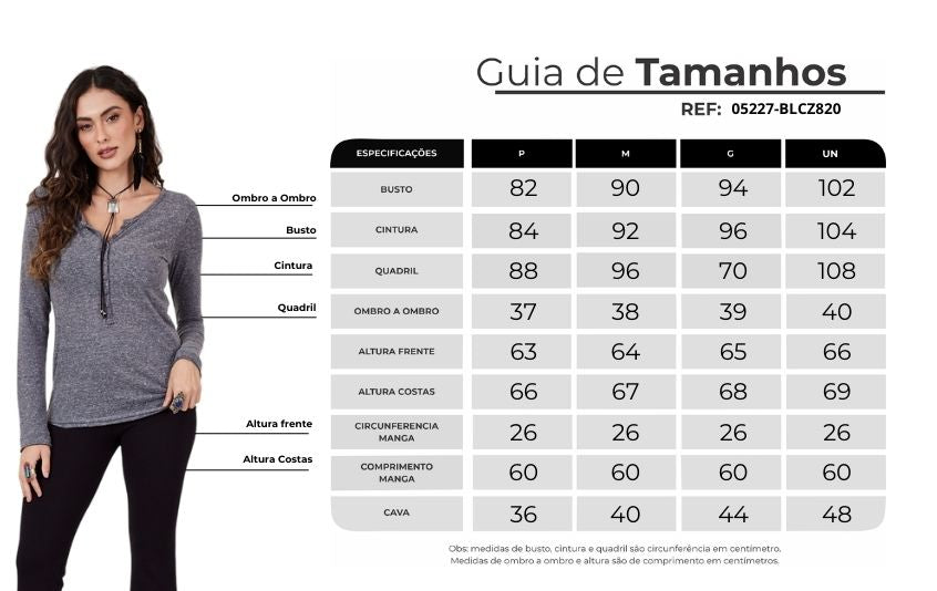 Blusa Básica Com Botões Cinza Mescla Yacamim B14 Liso