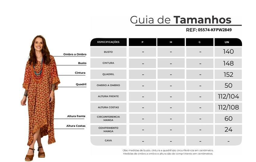 Kaftan Midi Amplo Com Pontas Laranja Patchwork Yacamim J8