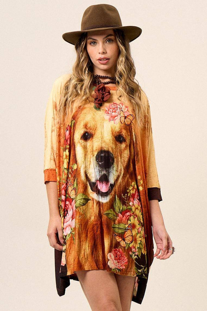 Bata Ampla Com Estampa Exclusiva De Cachorro Yacamim B6