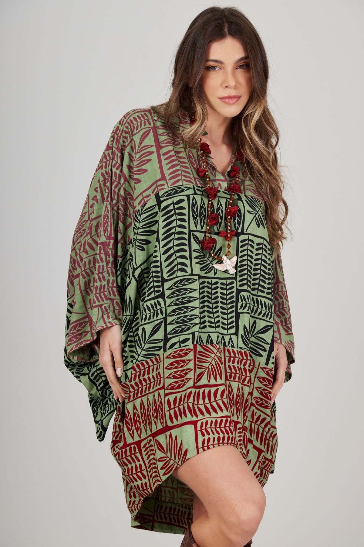 Bata Ampla Verde Patchwork Yacamim B11