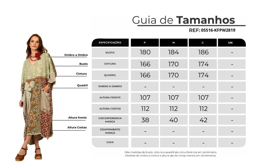 Kaftan Amplo Midi Verde Estampado Patchwork Yacamim J9