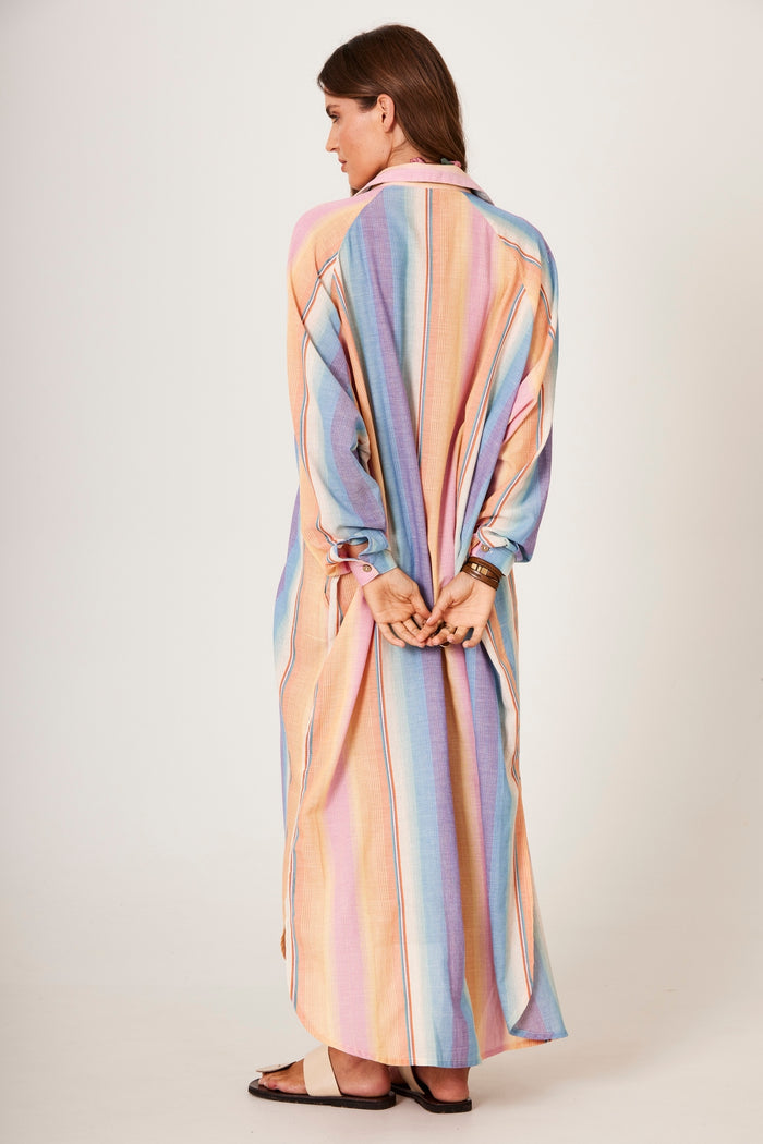 Chemise Amplo Com Mangas Raglan Listrado Colorido Yacamim P10