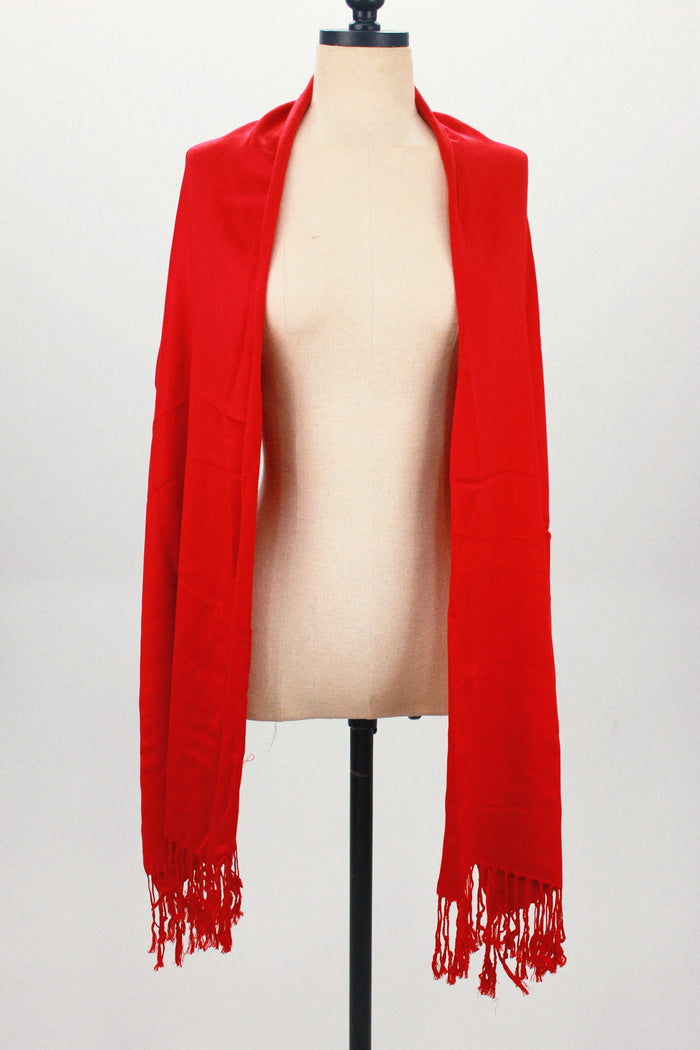 Lenço Pashimina Com Franjas Vermelho Yacamim #469