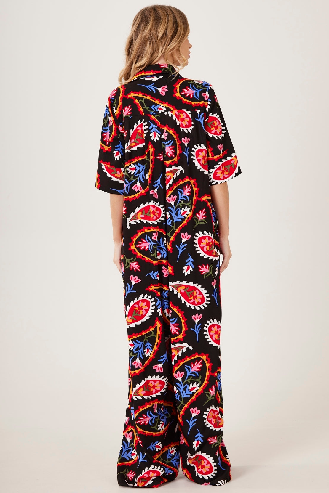 Macacão Longo Saruel Pantalona Preto Cashmere Yacamim O10