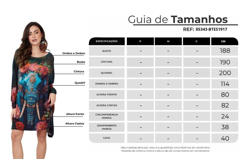 Bata Ampla Com Pedrinhas Estampa Elefante Azul Yacamim B30