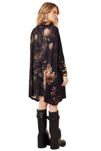 Bata Ampla Com Pedrinhas Estampa Exclusiva De Tigre Preta Yacamim S10