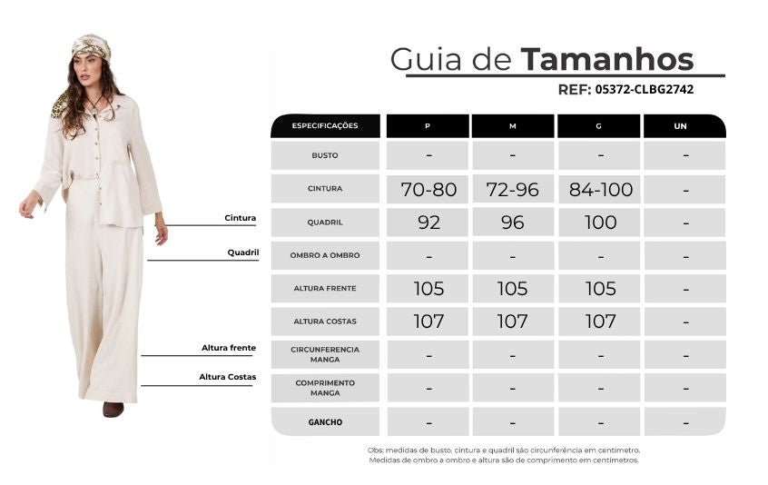 Calça Pantalona Sem Bolsos Bege Yacamim A1 Liso