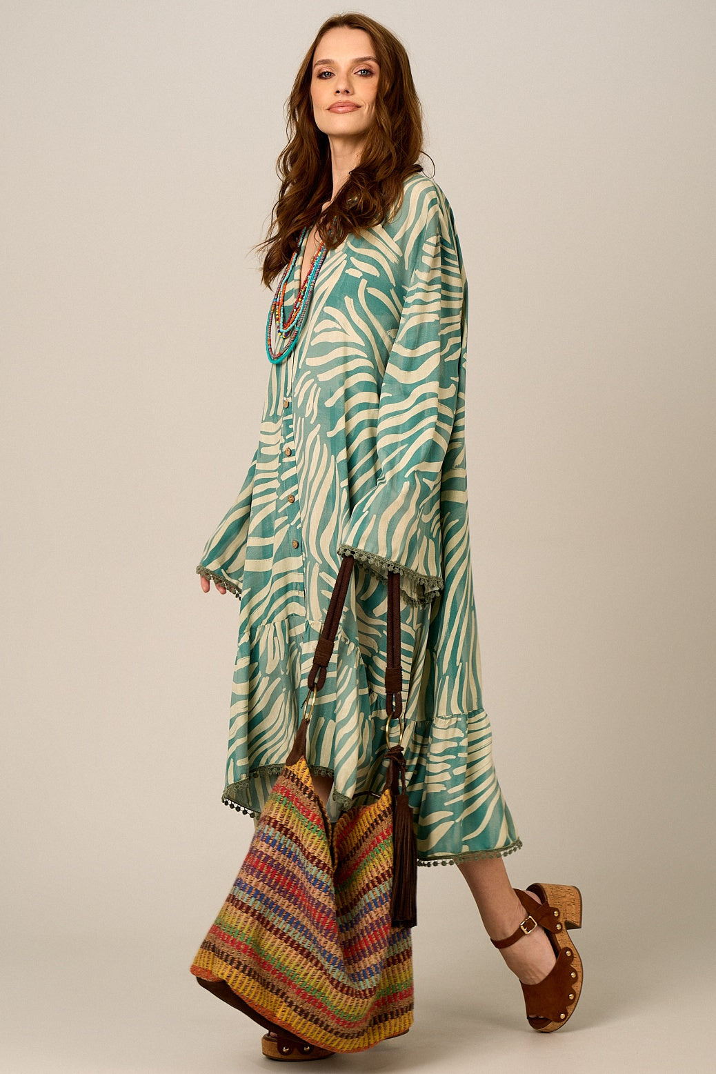 Chemise Midi Verde Estampado Yacamim L3