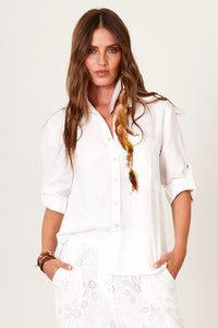 Camisa De Linho Branco Yacamim A34 Liso