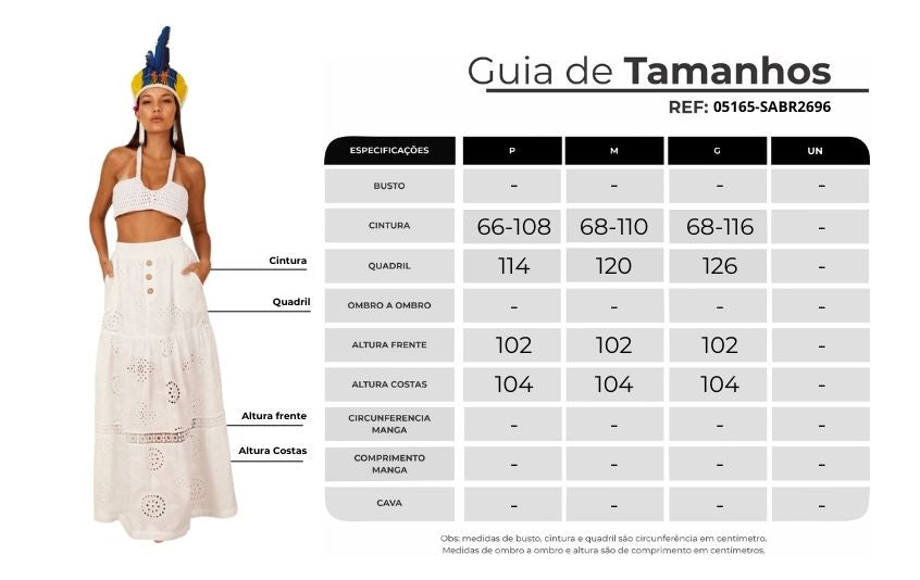 Saia Longa Broderie Branco Yacamim G6