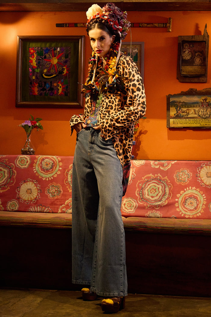Camisa Ampla Animal Print Frida Yacamim A10 Mex
