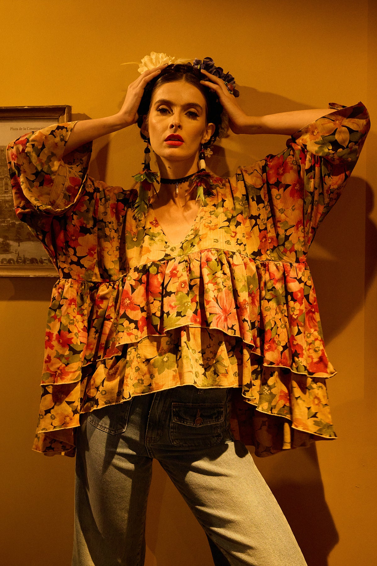 Bata Ampla Alongada Marrom Claro Patchwork Yacamim B20 Mex