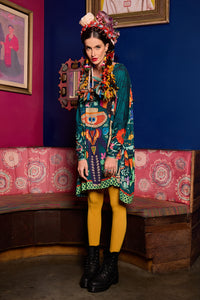 Bata Ampla Manga Longa Verde Com Pedrinhas Caveiras Yacamim B9 Mex