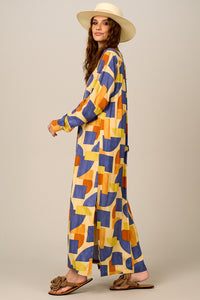 Chemise Longa Ampla Estampa Geométrica Yacamim P4