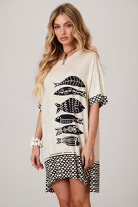 Camiseta Ampla Bege Coleção Pira Omomba''e Yacamim K1