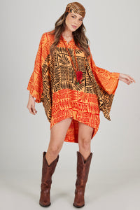 Bata Ampla Laranja Patchwork Yacamim B4