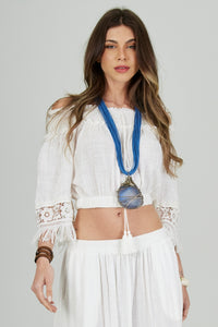 Bata Cropped Ciganinha De Algodão Branca Coleção Bahêa Yacamim Q8