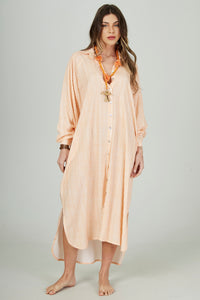 Chemise Longa Ampla Laranja Listrado Yacamim L4