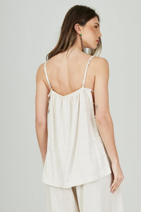 Bata Ampla De Linho Com Alças Bege Yacamim A18 Liso