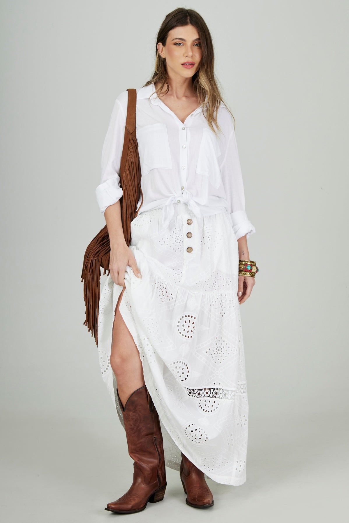 Saia Longa Broderie Branco Yacamim G6